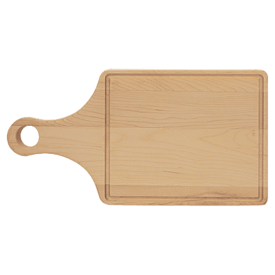 Personalized Maple Paddle Cutting Board with Drip Ring – 13 1/2" x 7"