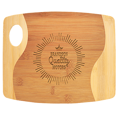 Two-Tone Bamboo Cutting Board with Handle – 11" x 9" x 5/16"
