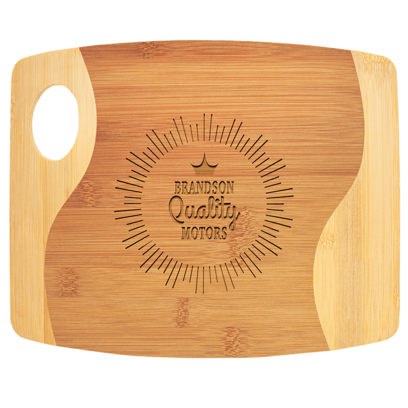 Two-Tone Bamboo Cutting Board with Handle – 11" x 9" x 5/16"