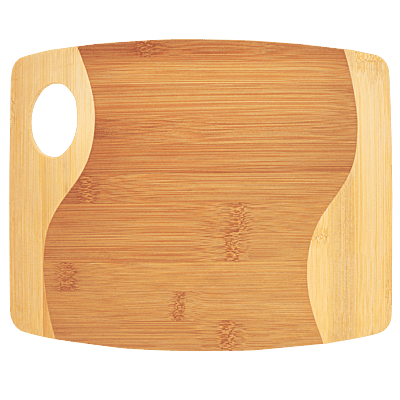 Two-Tone Bamboo Cutting Board with Handle – 11" x 9" x 5/16"
