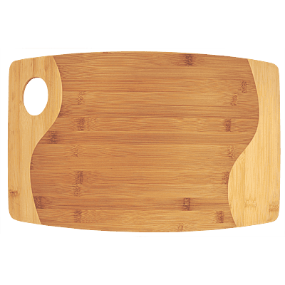 Personalized 17 3/4" x 11 3/4" Bamboo Two Tone Cutting Board with Handle