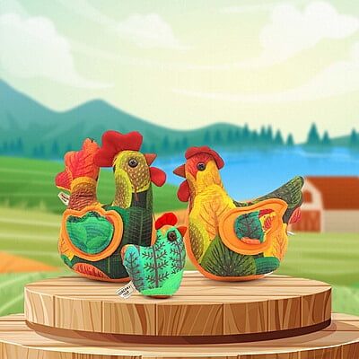 Gà Sung Túc Con - Thủ Công Nhồi Bông, Vải Cotton