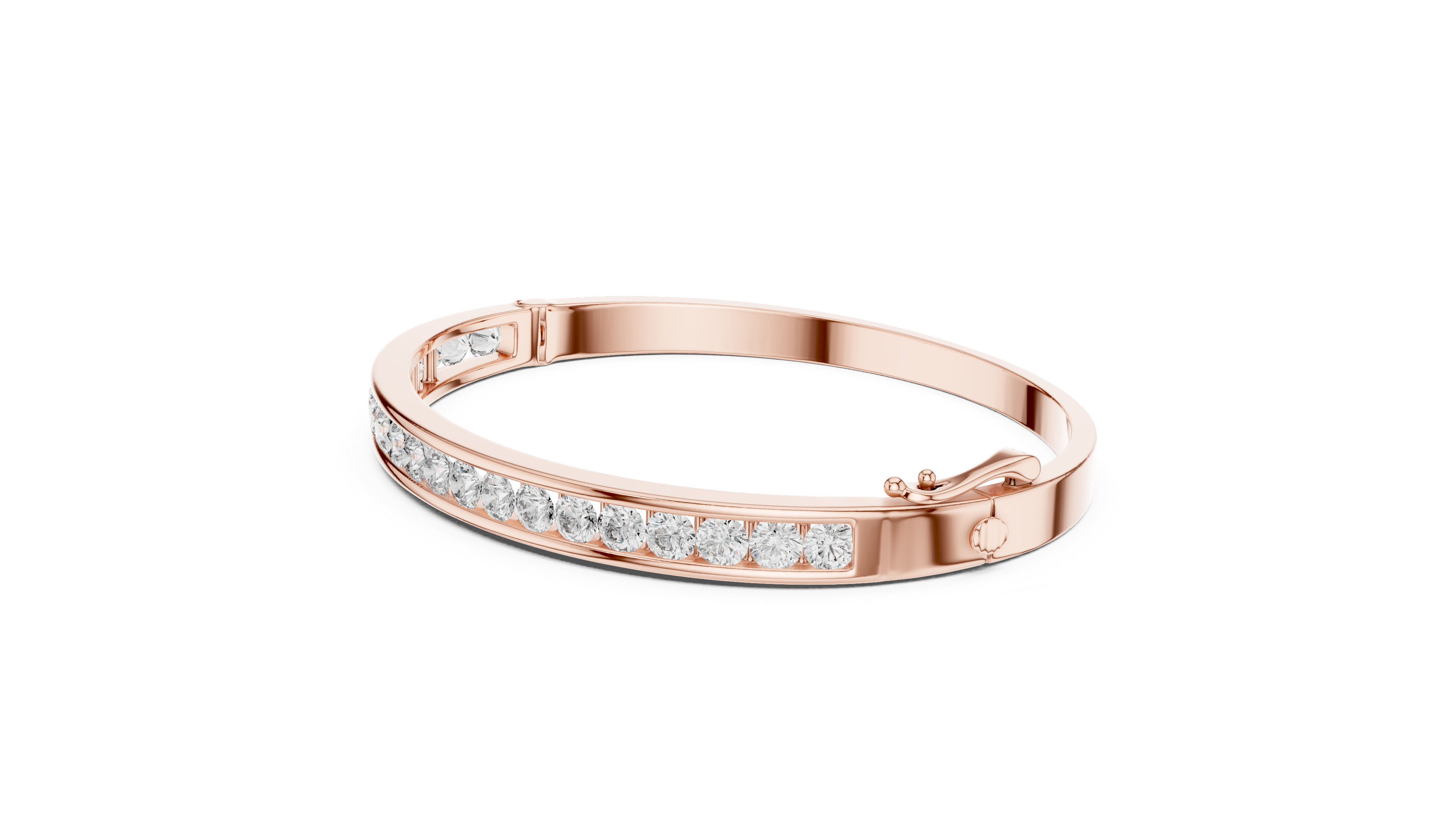 Round diamond Channel set Openable bracelet