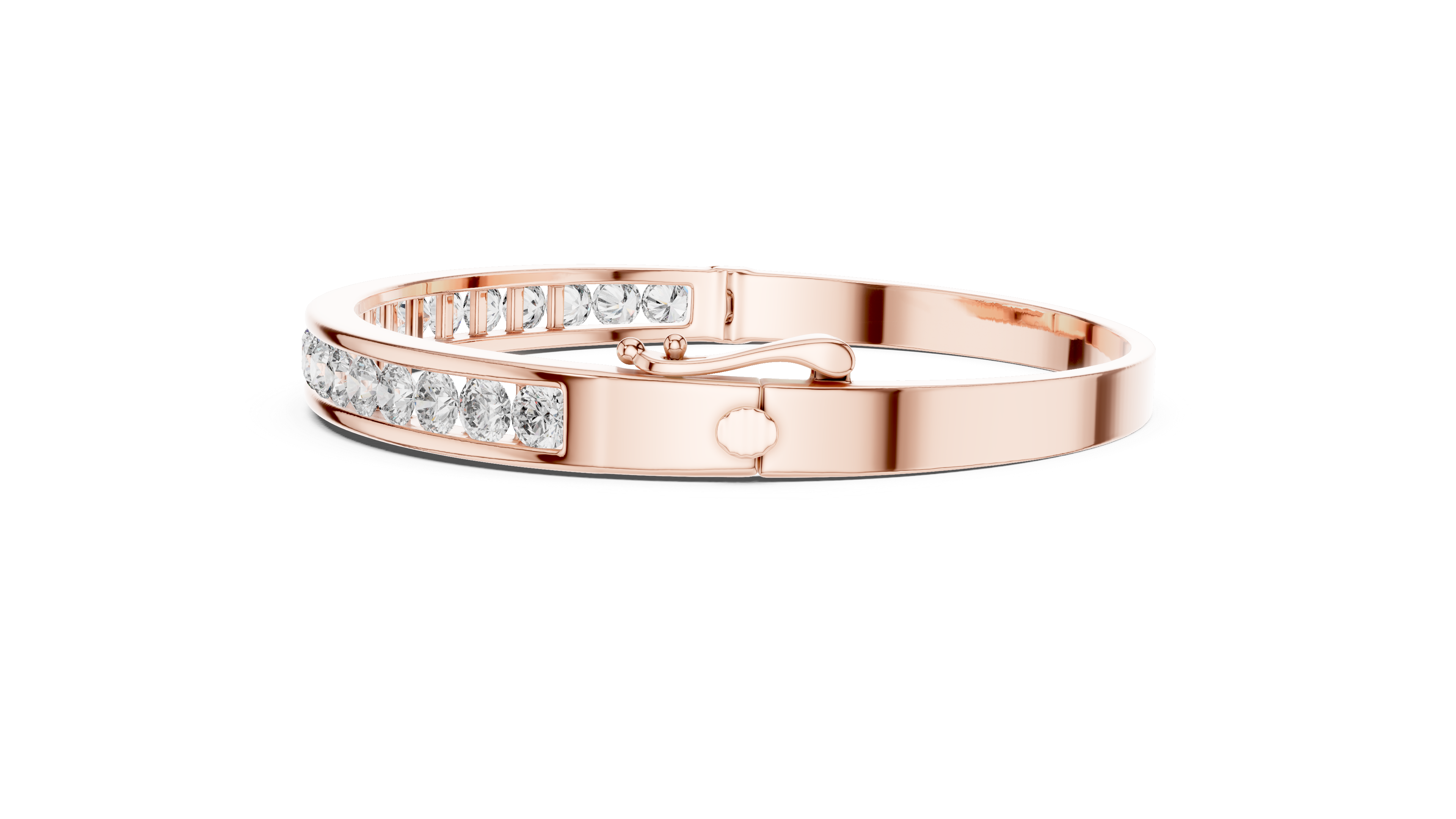 Round diamond Channel set Openable bracelet
