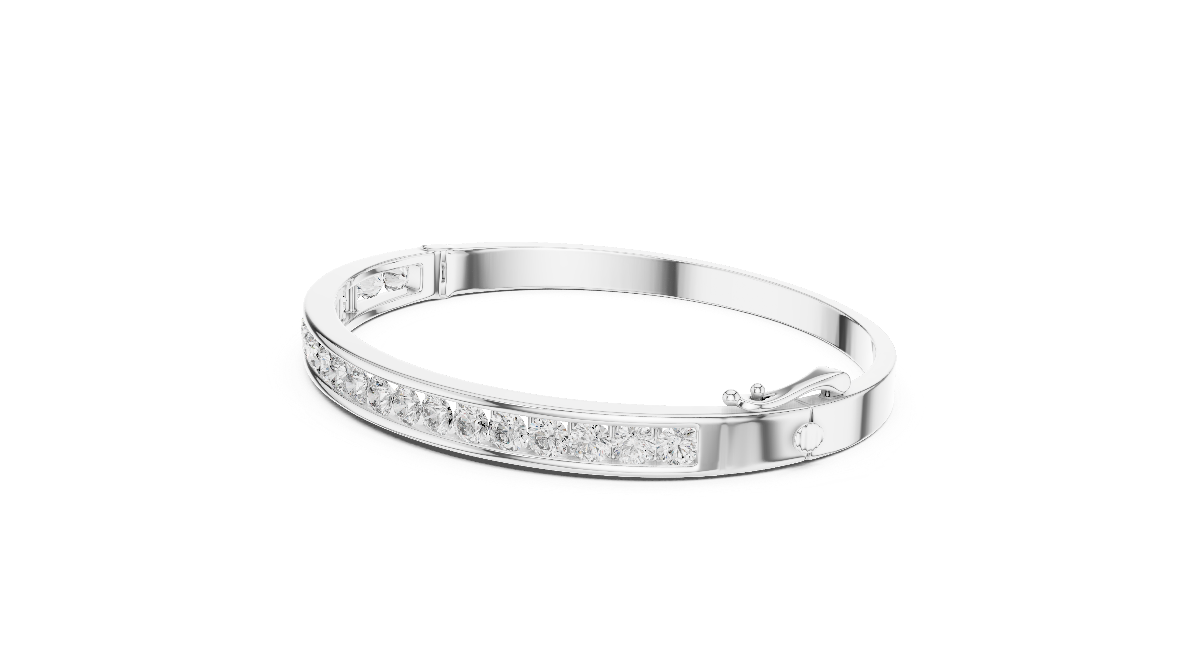 Round diamond Channel set Openable bracelet