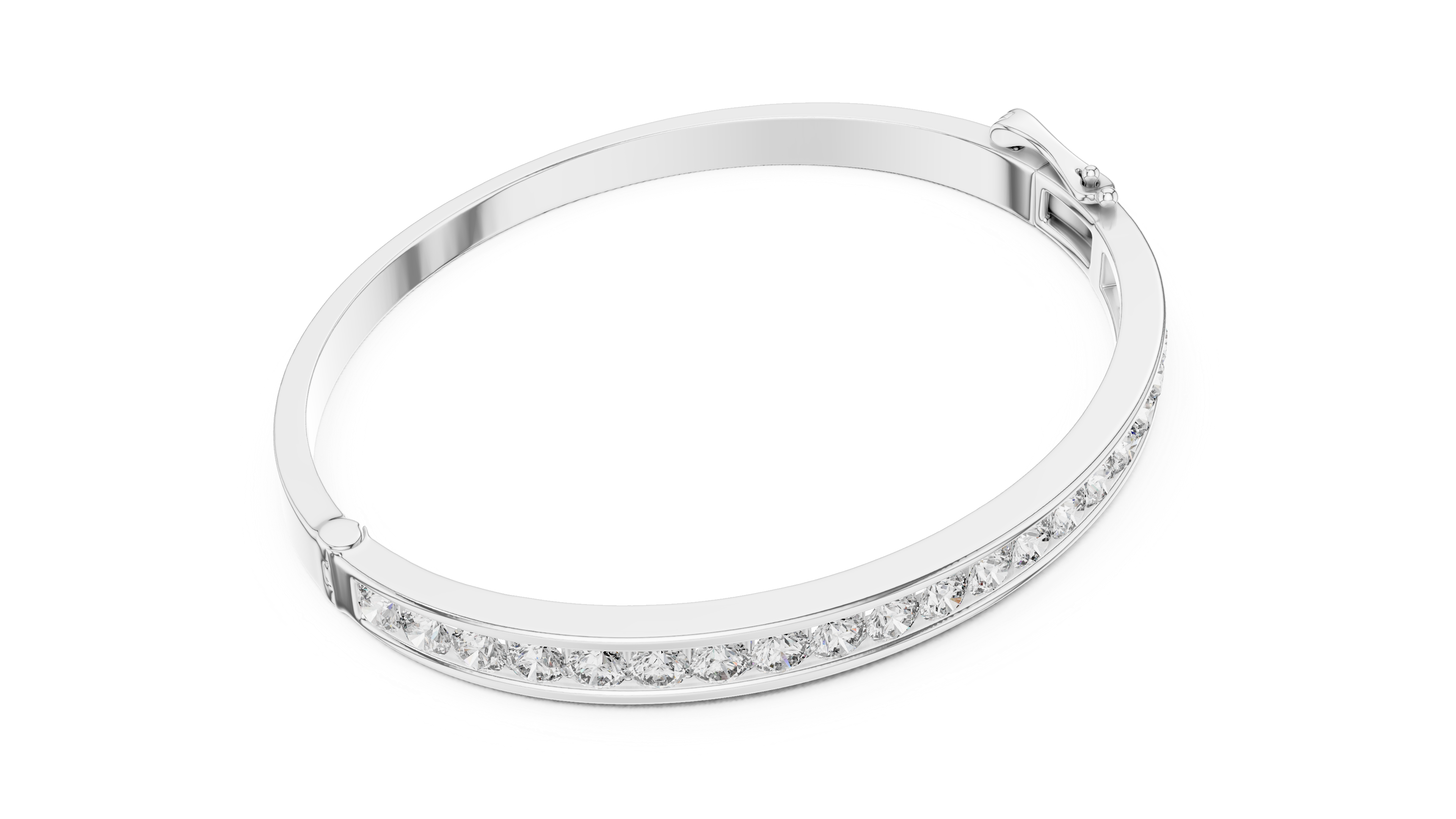 Round diamond Channel set Openable bracelet