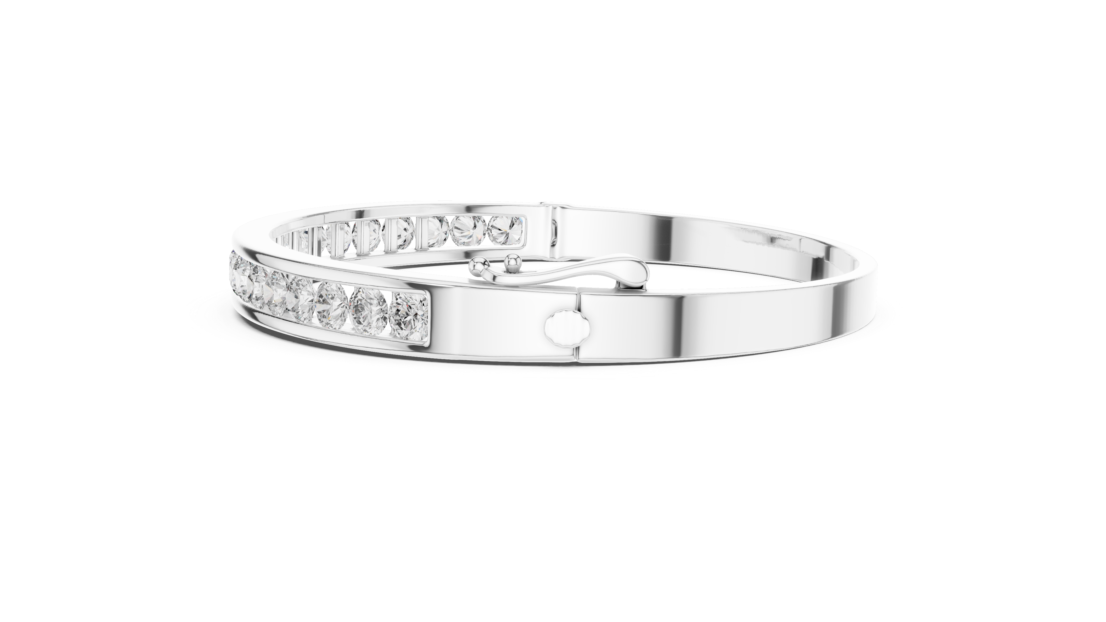 Round diamond Channel set Openable bracelet