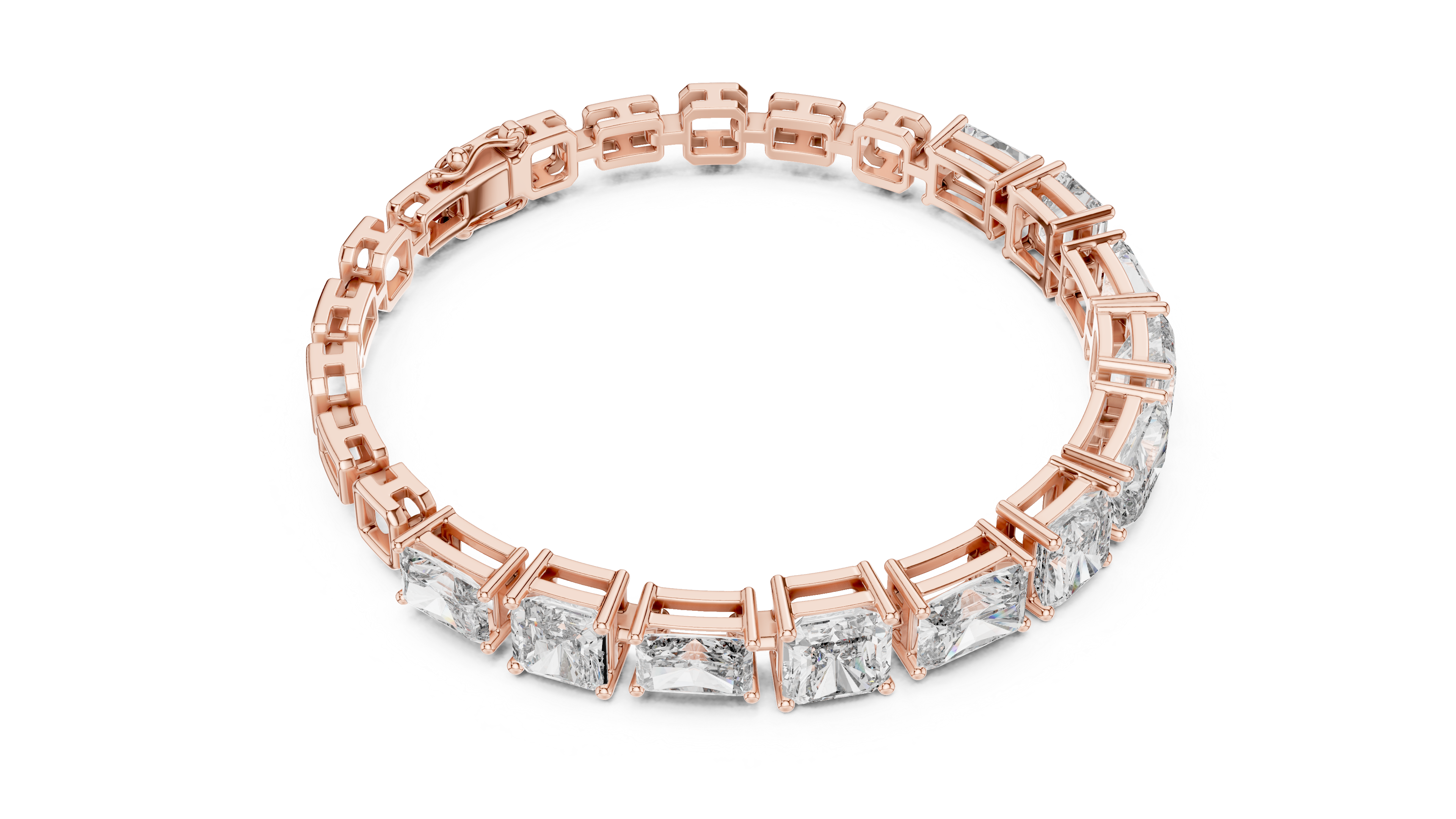 Radiant and Sq.Emerald East west setting tennis bracelet