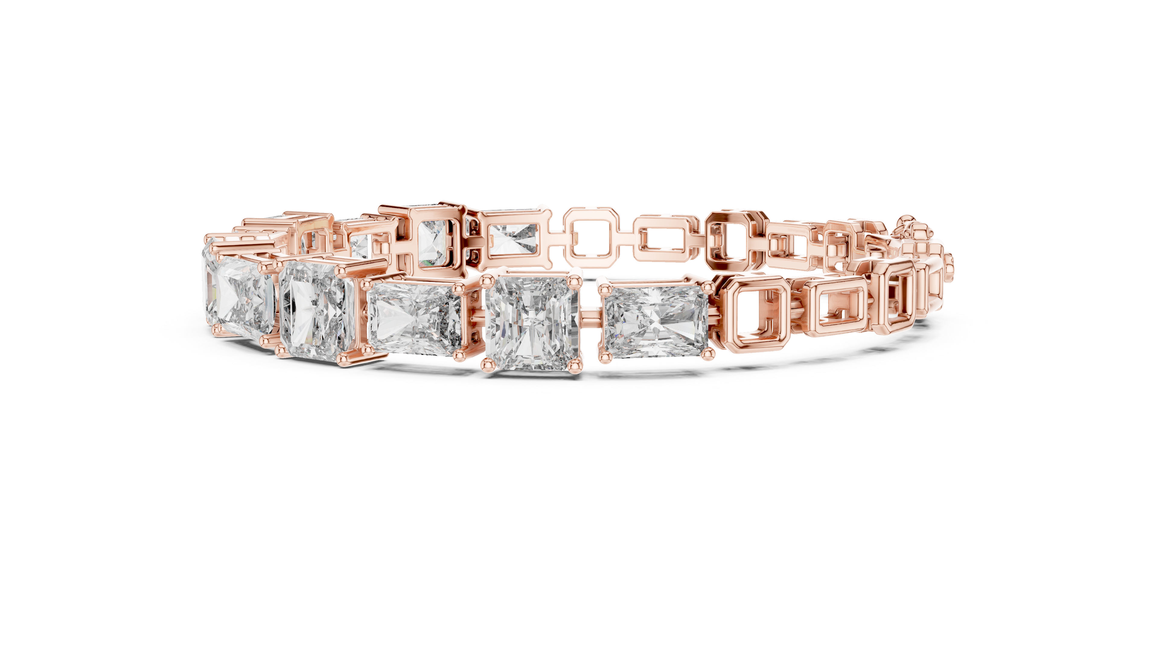 Radiant and Sq.Emerald East west setting tennis bracelet