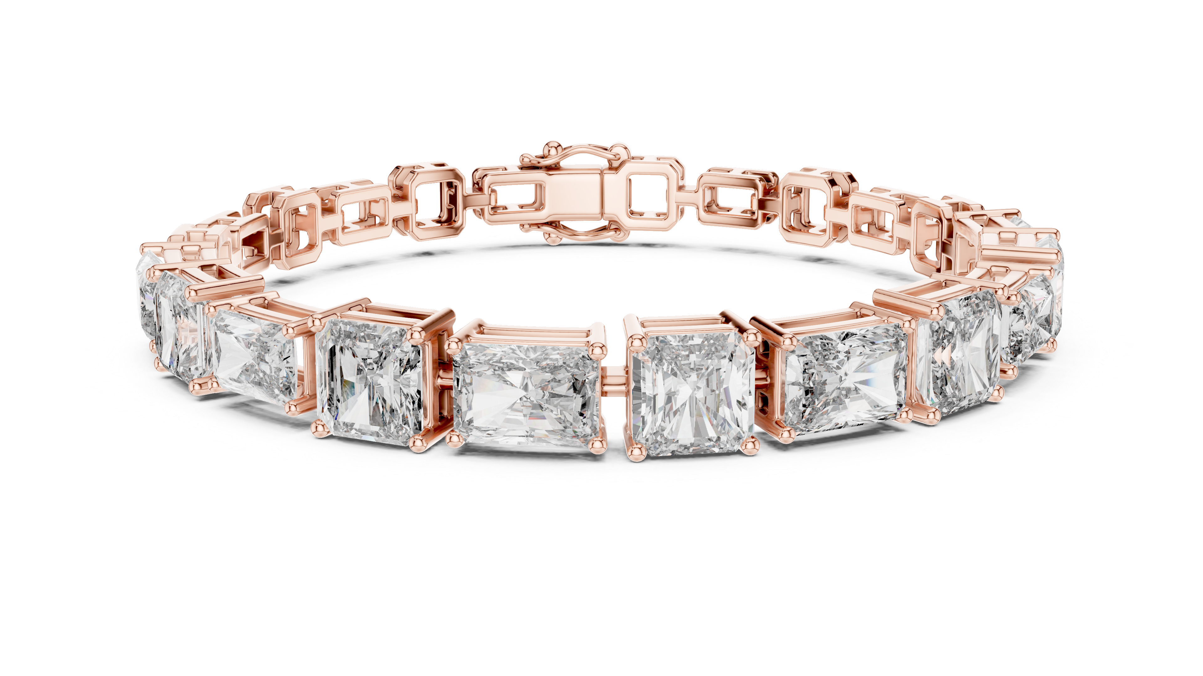 Radiant and Sq.Emerald East west setting tennis bracelet