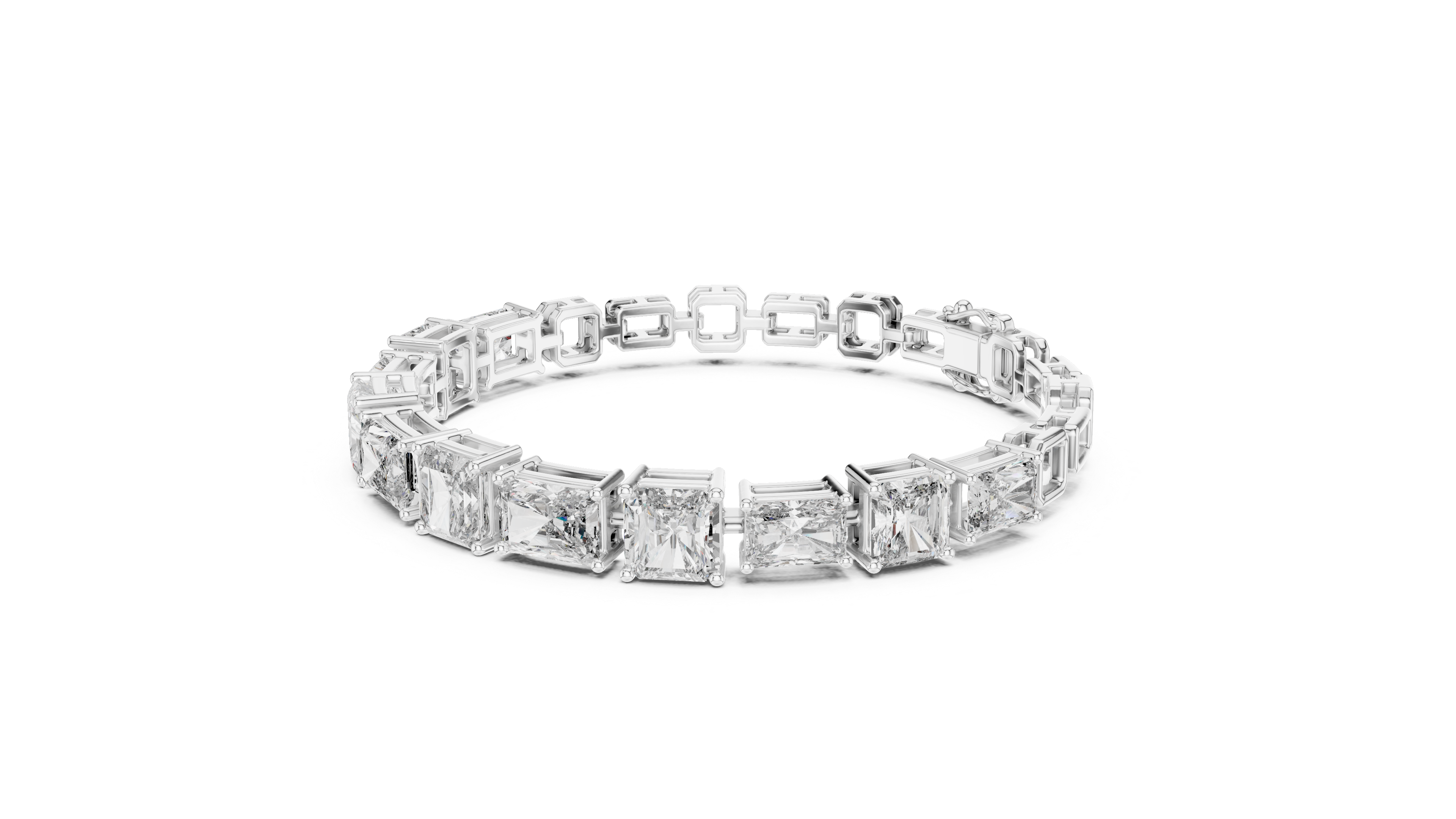Radiant and Sq.Emerald East west setting tennis bracelet