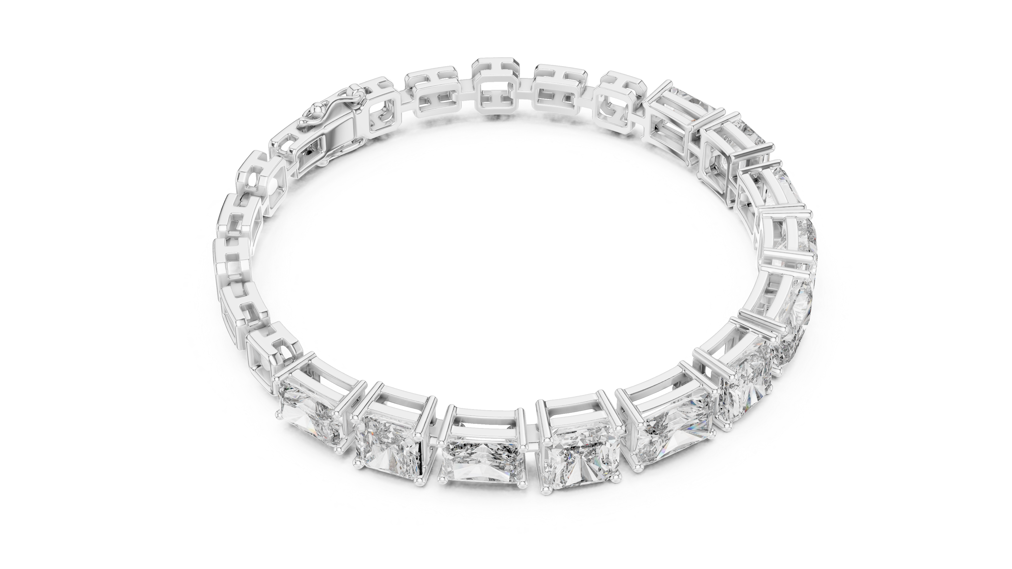 Radiant and Sq.Emerald East west setting tennis bracelet