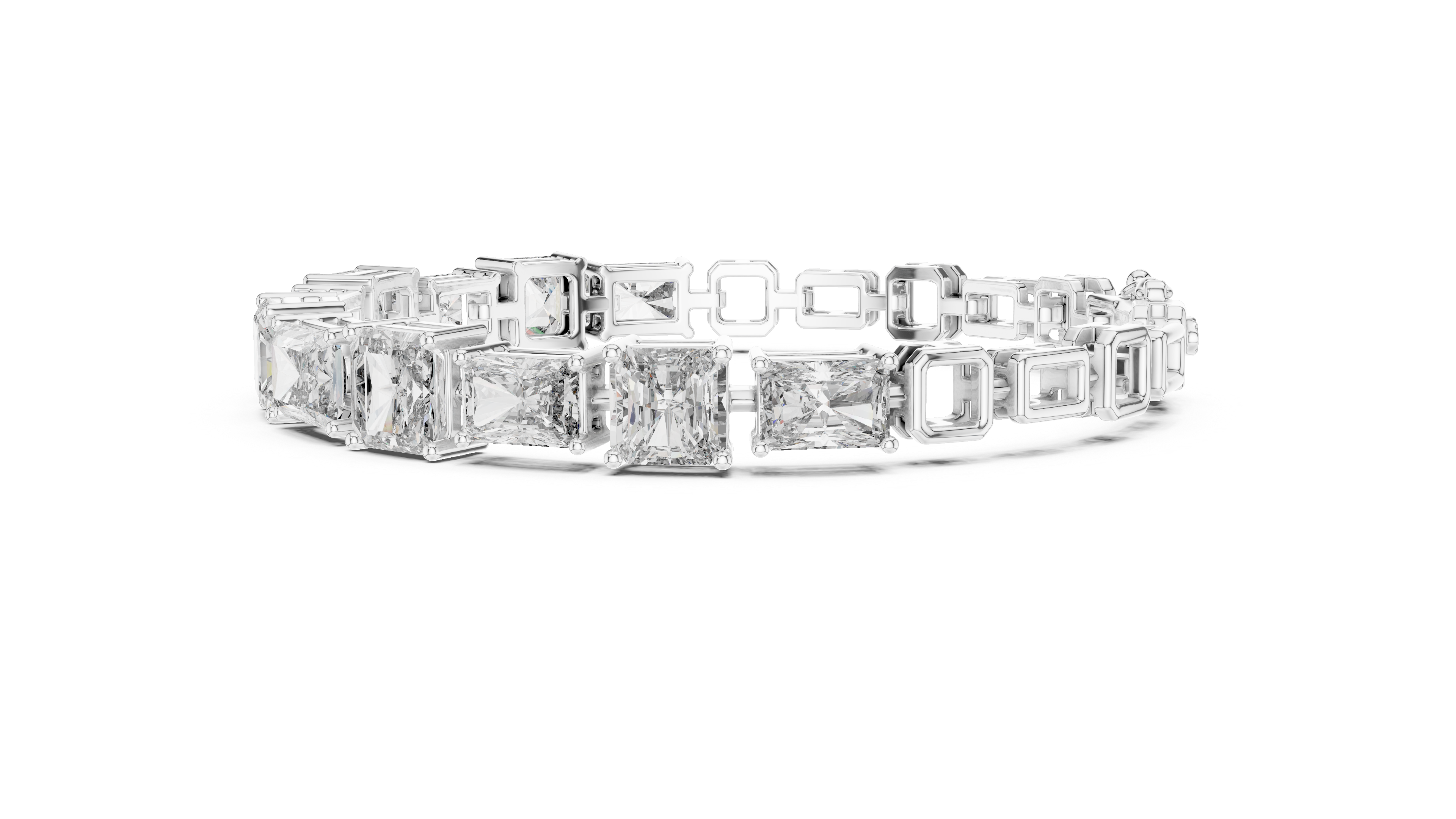 Radiant and Sq.Emerald East west setting tennis bracelet