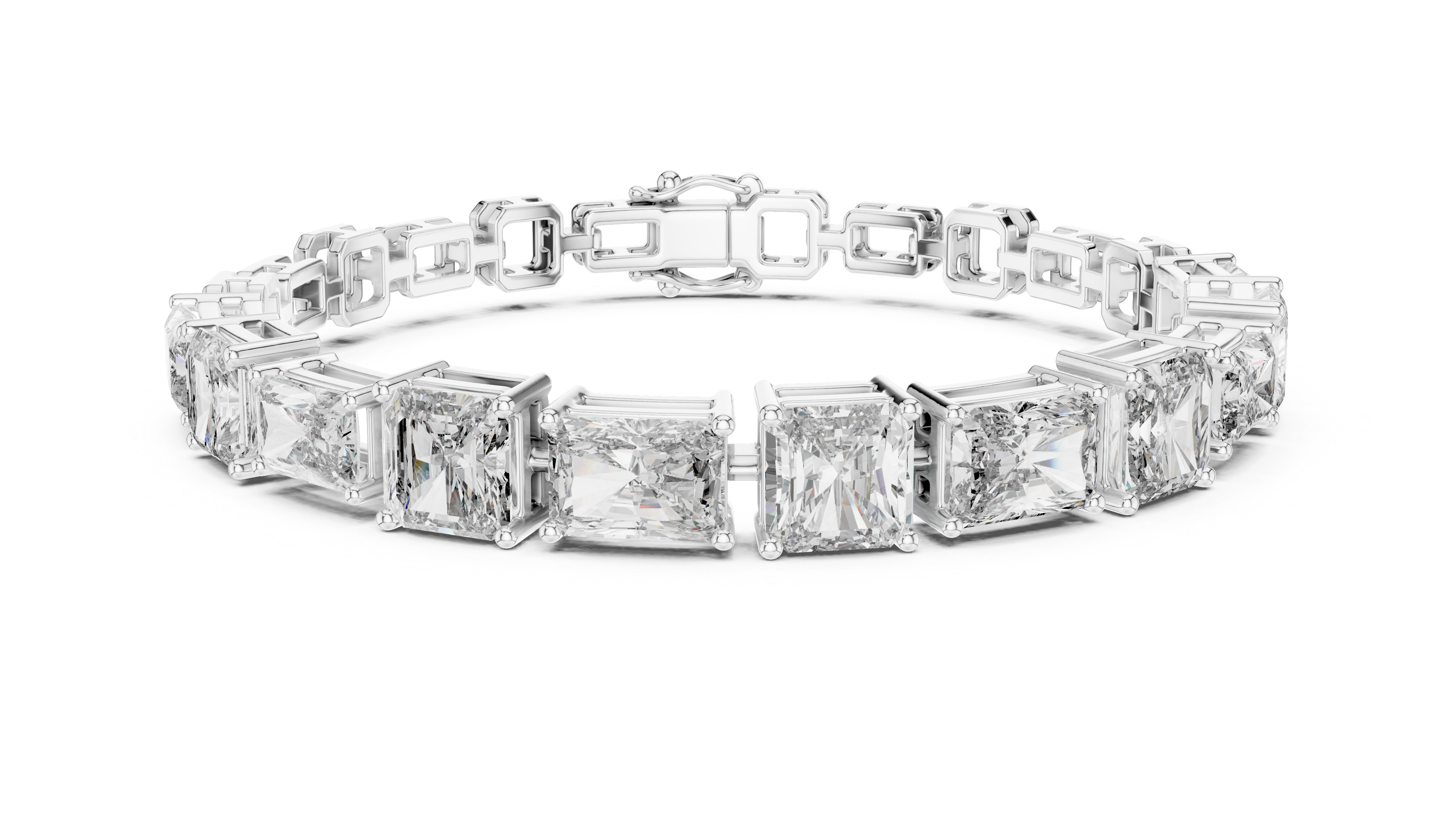 Radiant and Sq.Emerald East west setting tennis bracelet