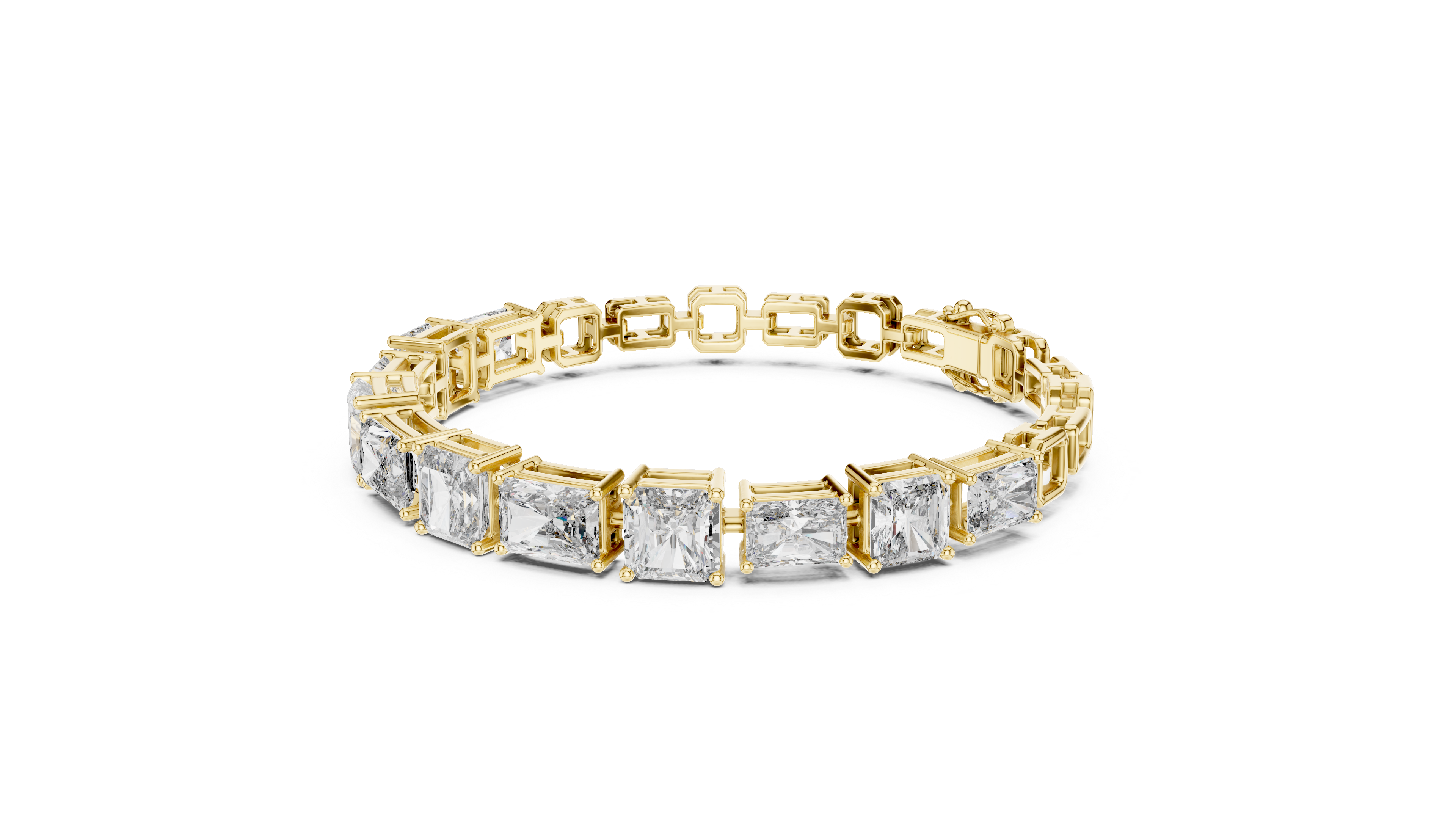 Radiant and Sq.Emerald East west setting tennis bracelet