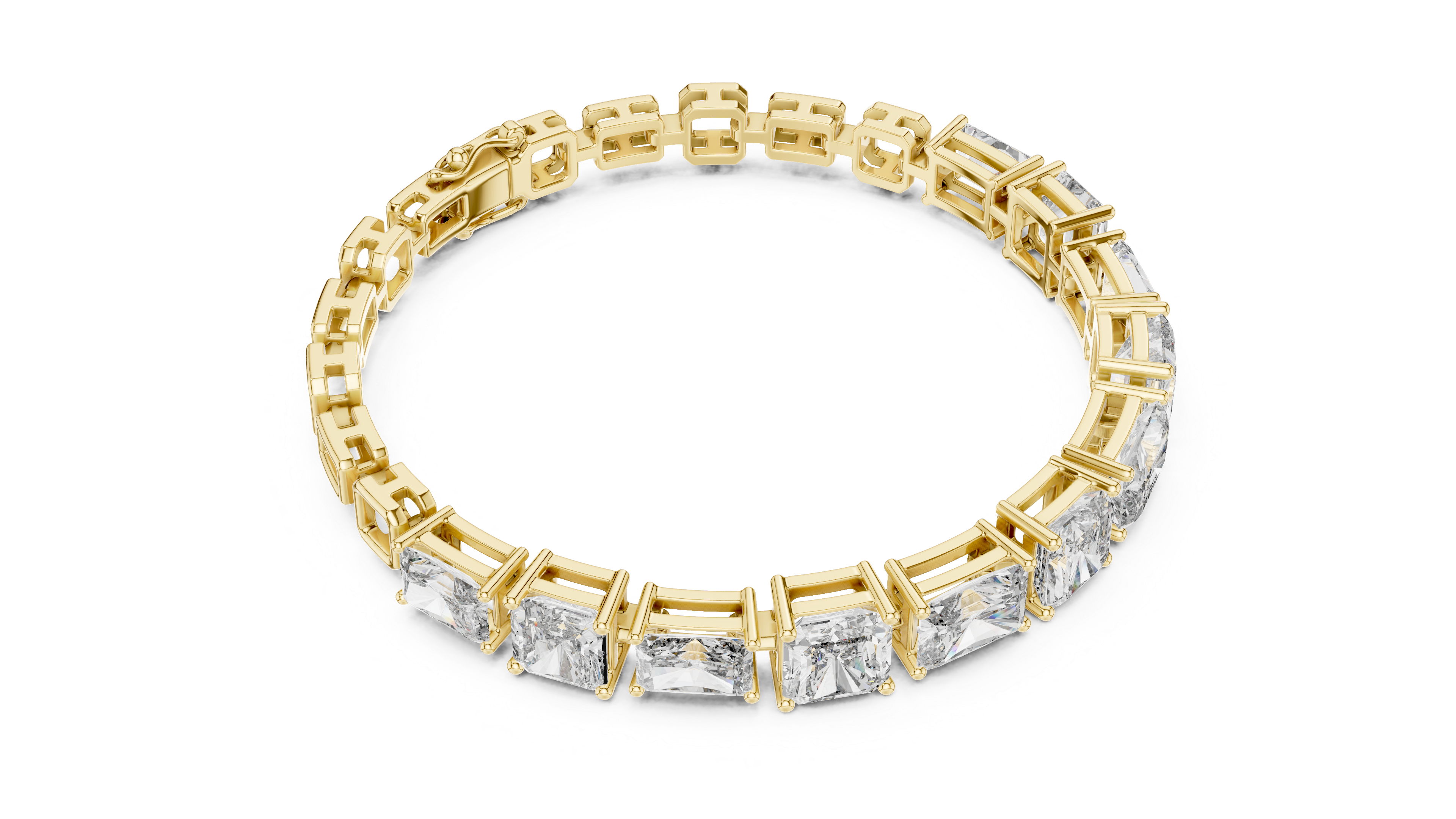 Radiant and Sq.Emerald East west setting tennis bracelet