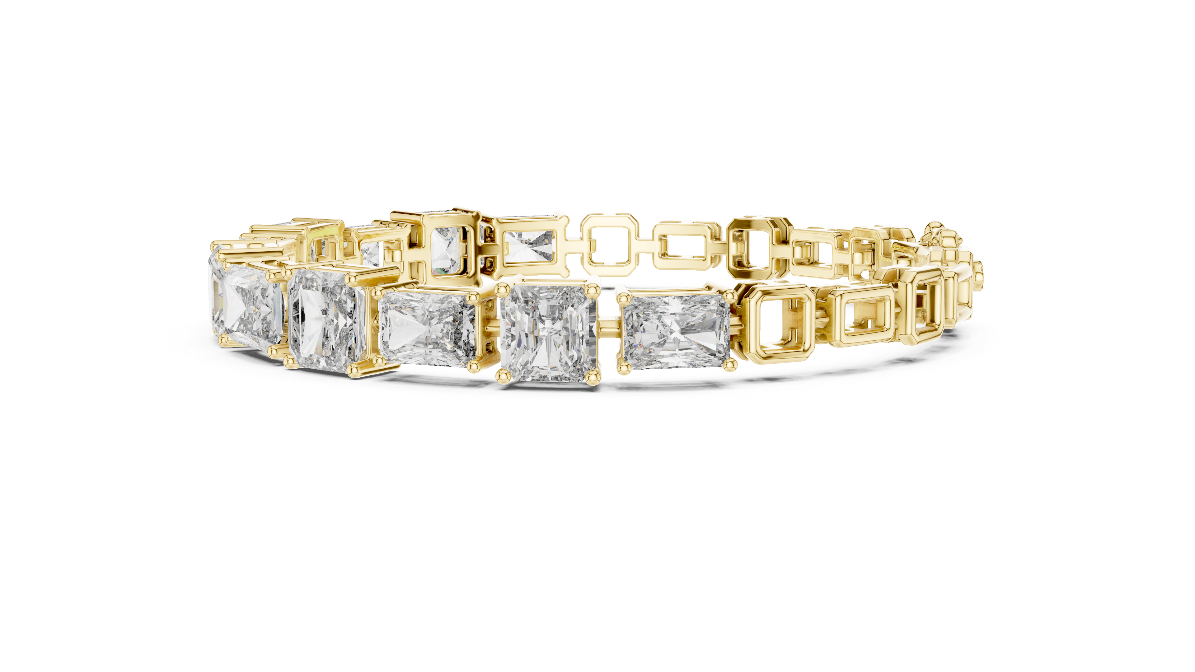 Radiant and Sq.Emerald East west setting tennis bracelet