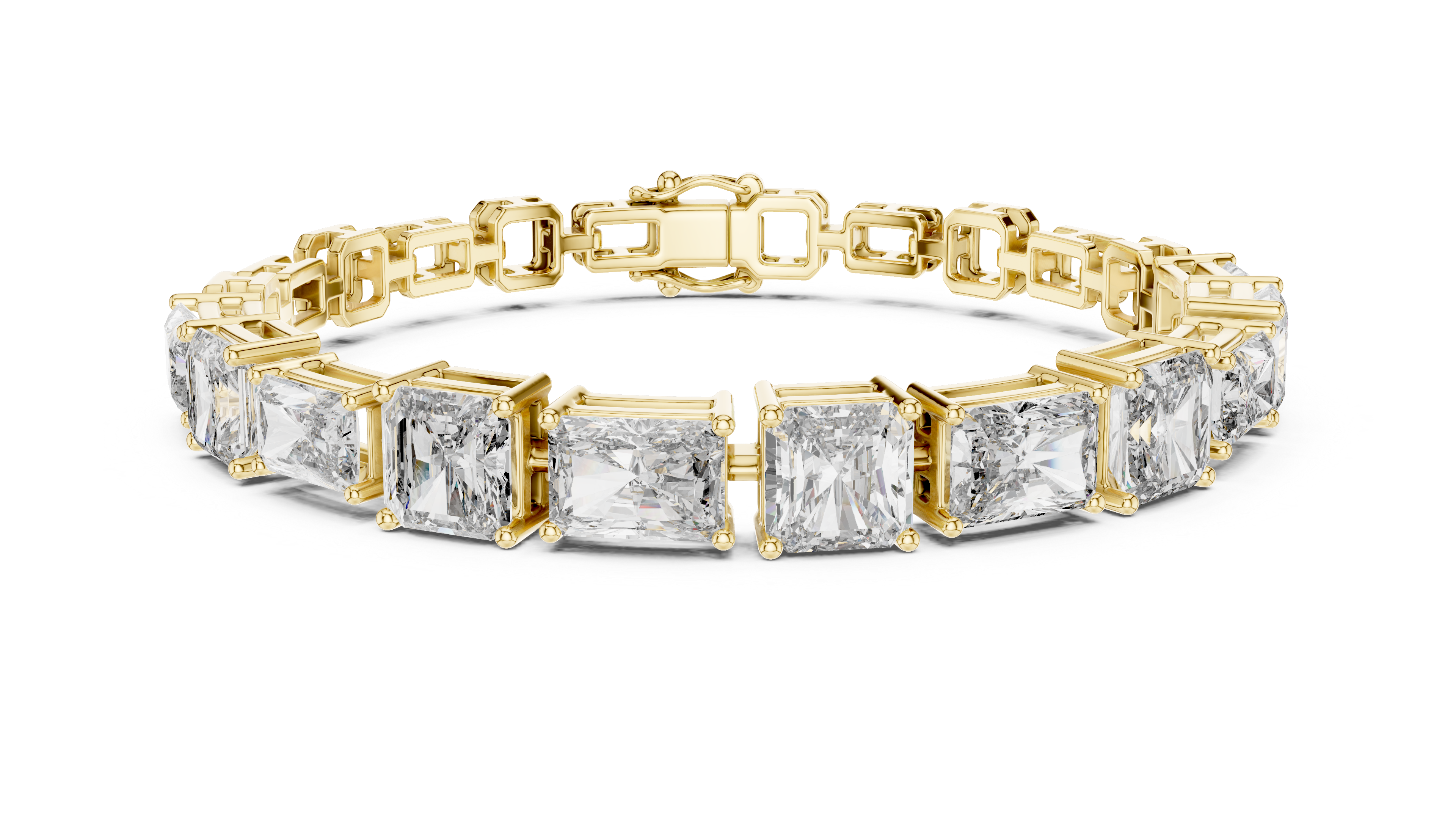 Radiant and Sq.Emerald East west setting tennis bracelet