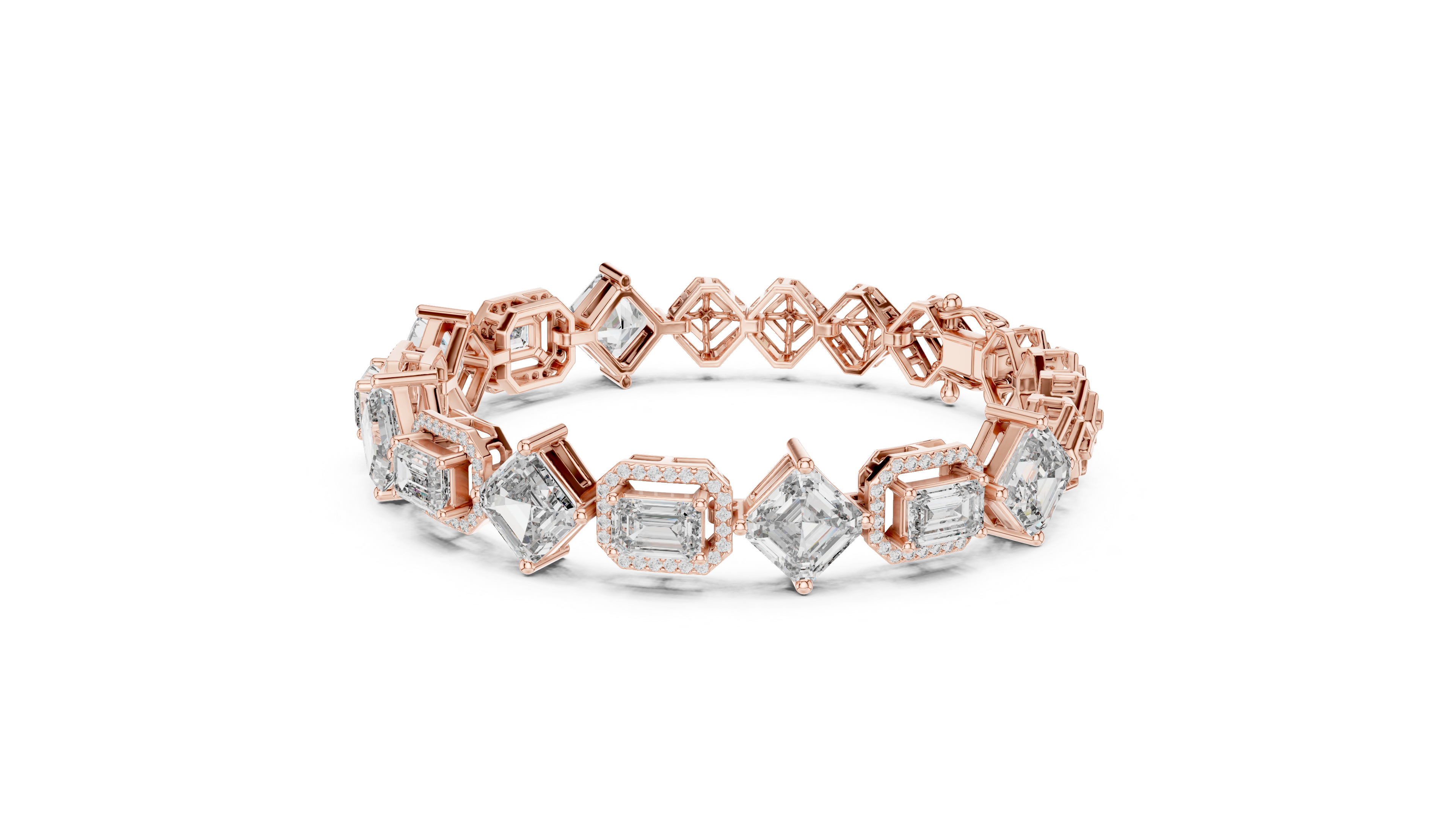 Emerald and sq. Emerald Halo bracelet