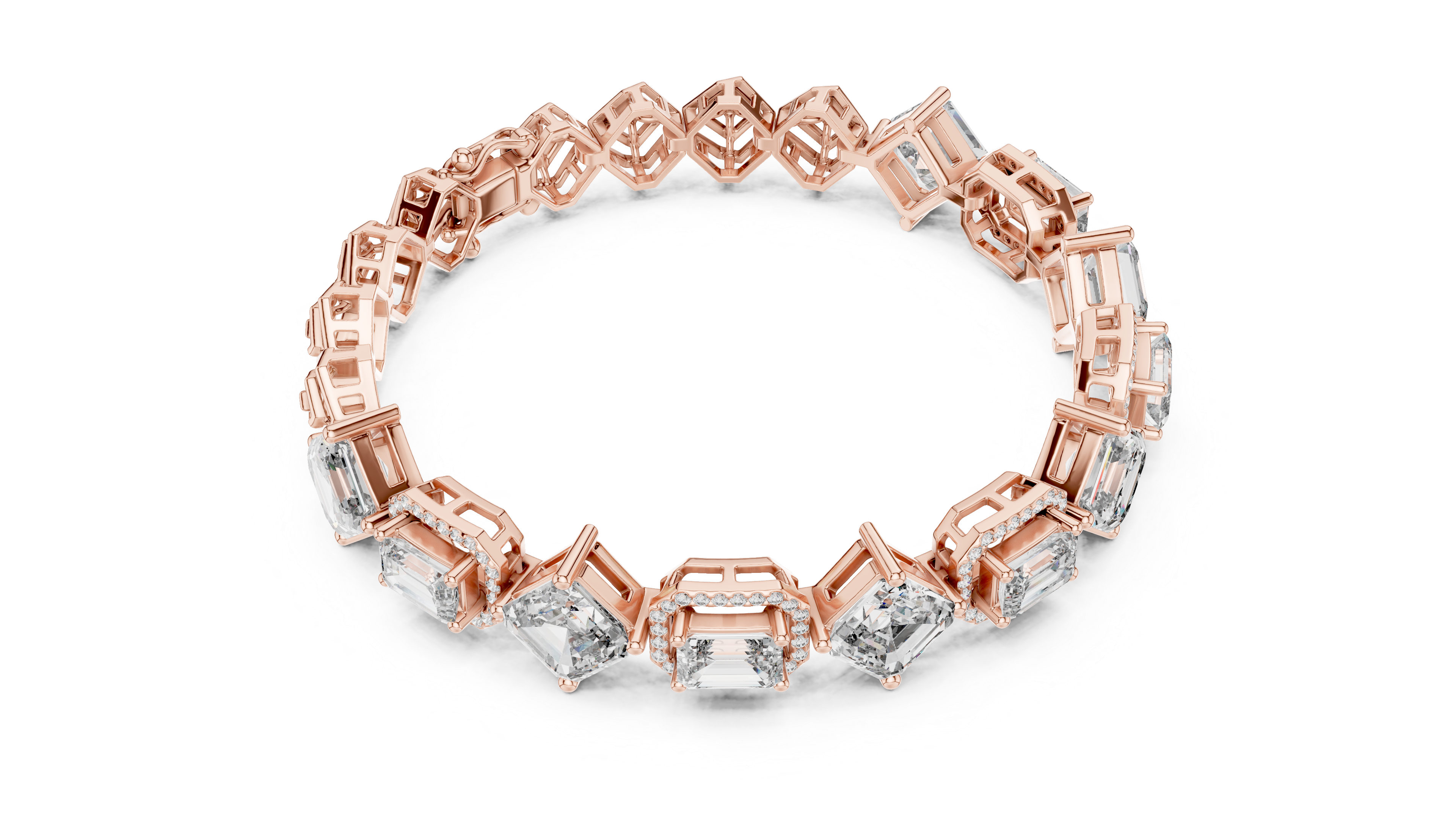 Emerald and sq. Emerald Halo bracelet