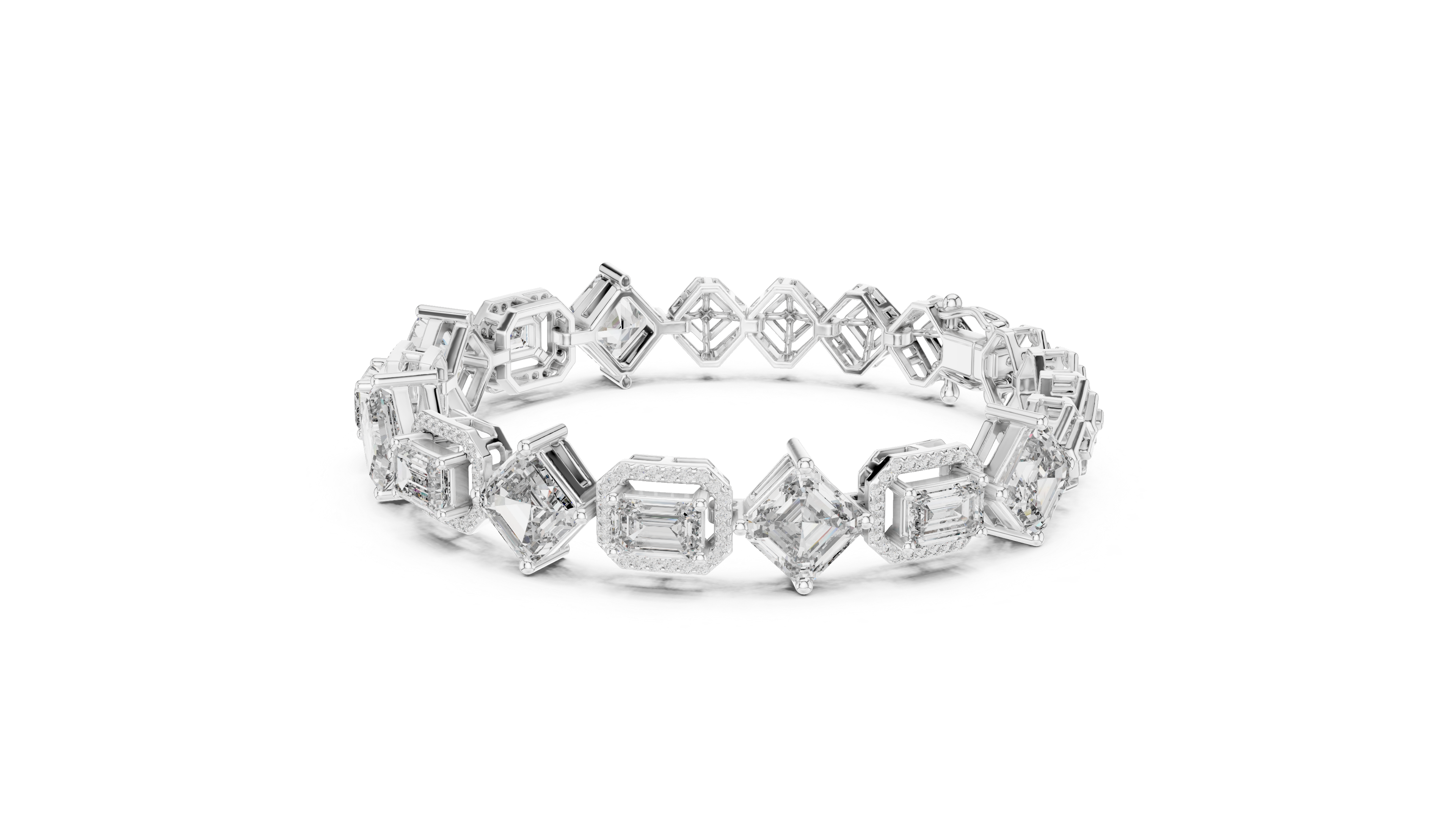 Emerald and sq. Emerald Halo bracelet
