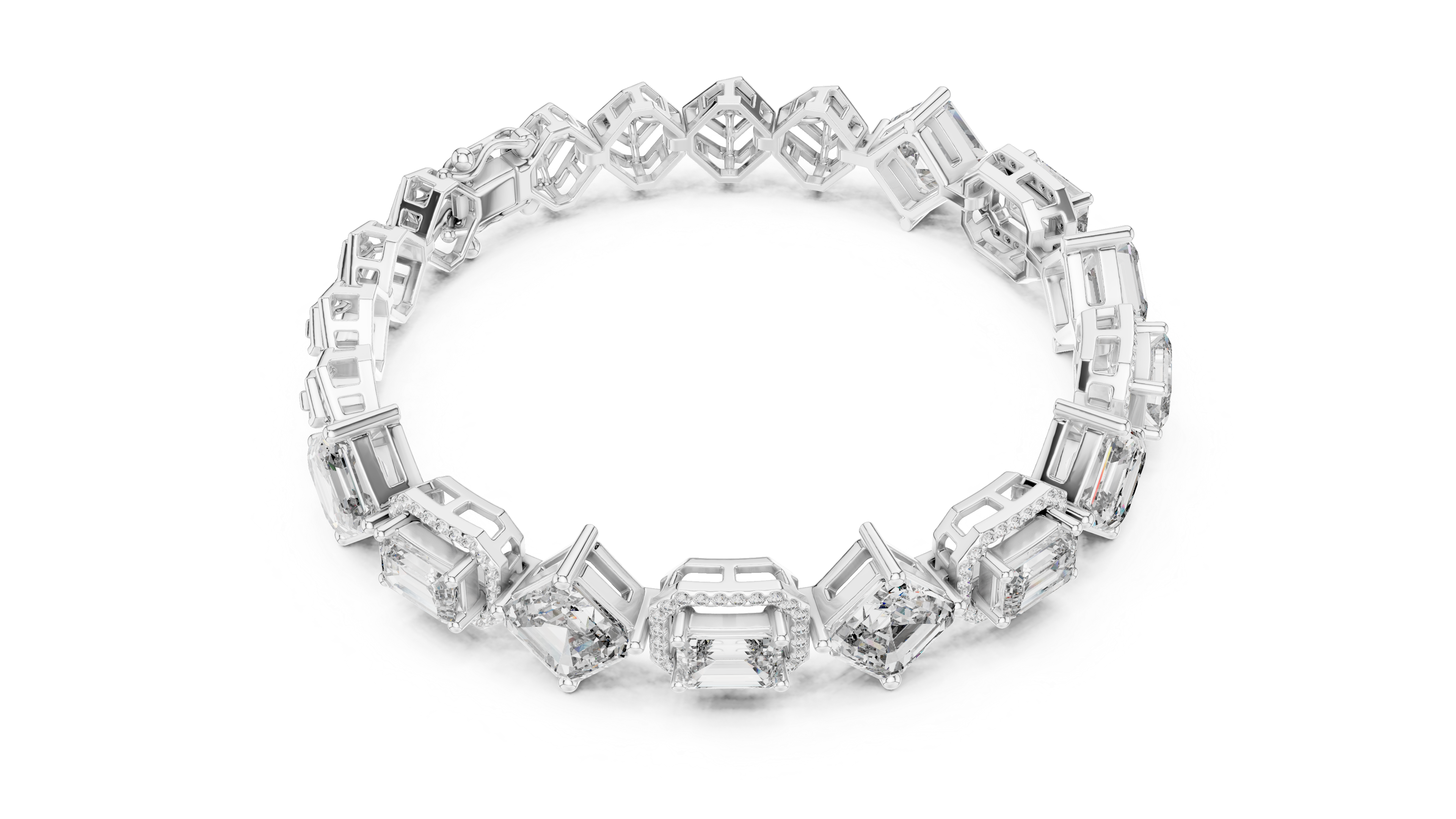 Emerald and sq. Emerald Halo bracelet