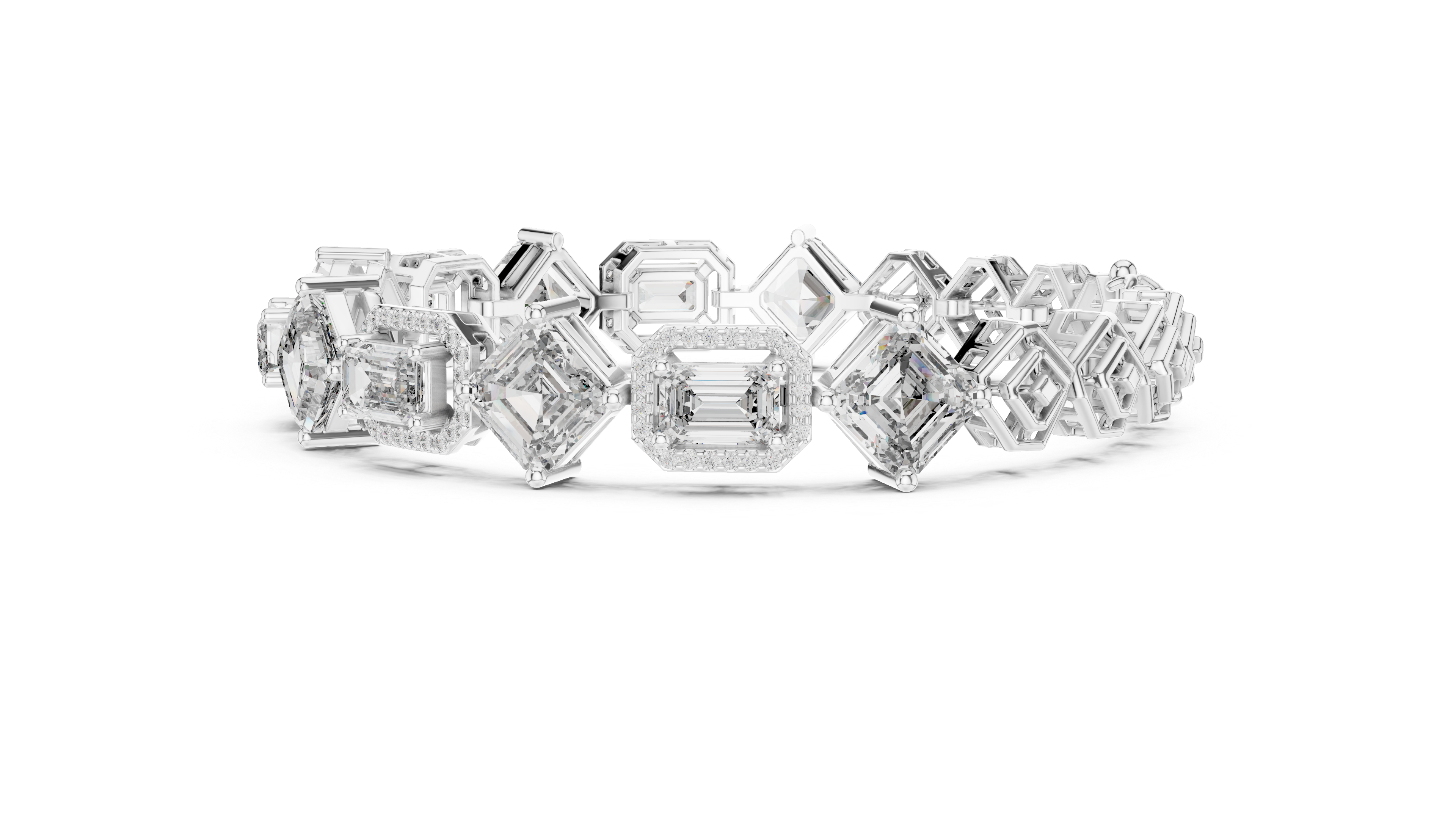 Emerald and sq. Emerald Halo bracelet