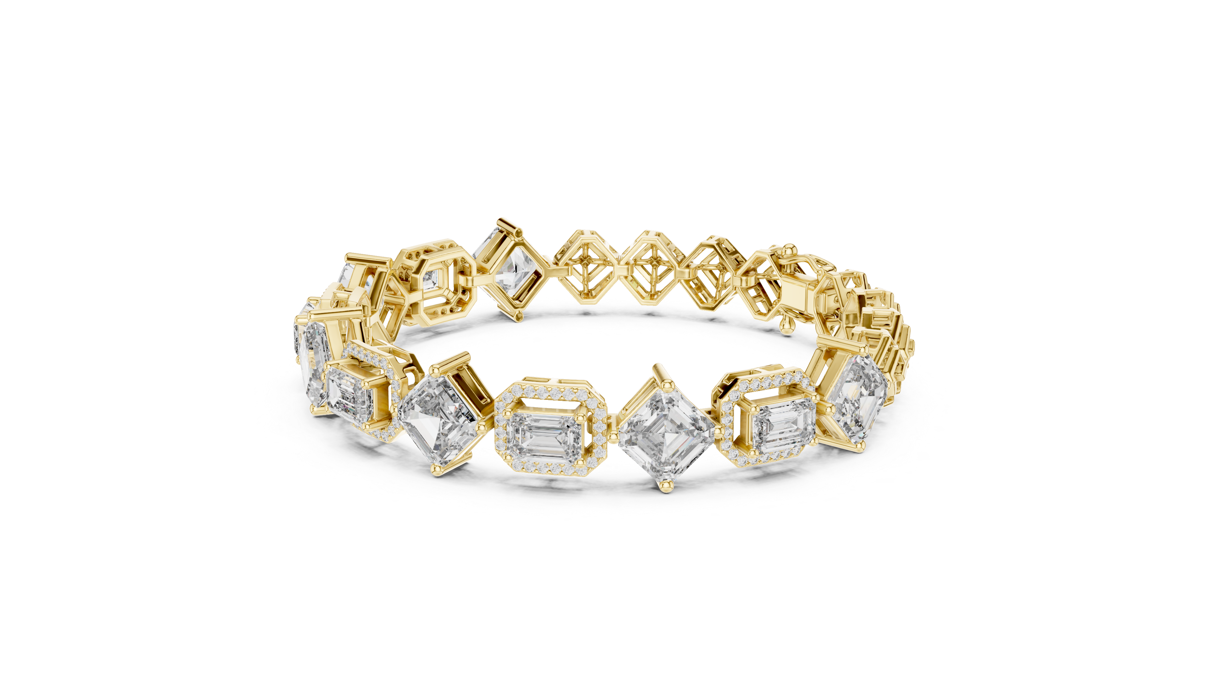 Emerald and sq. Emerald Halo bracelet