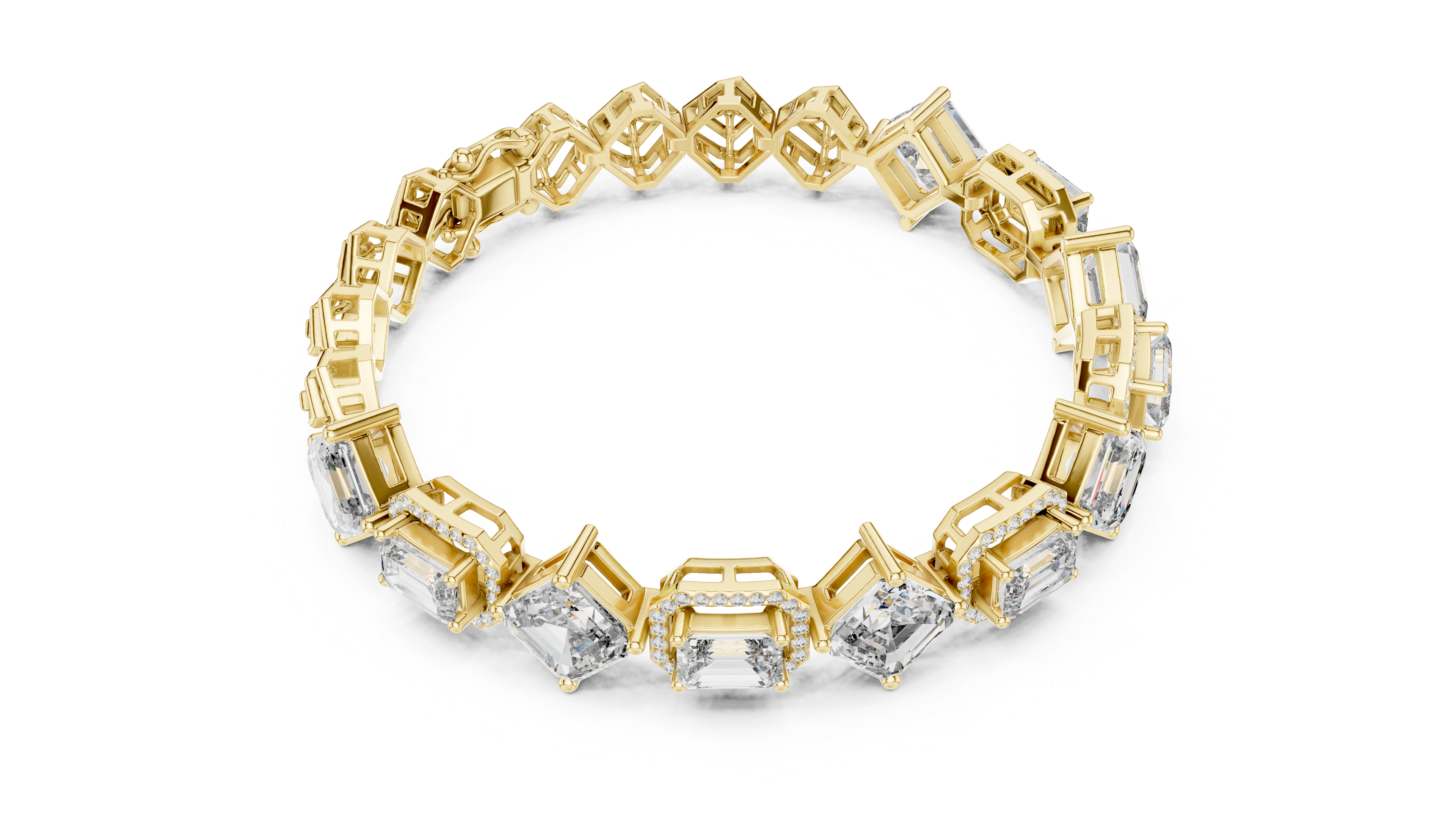 Emerald and sq. Emerald Halo bracelet