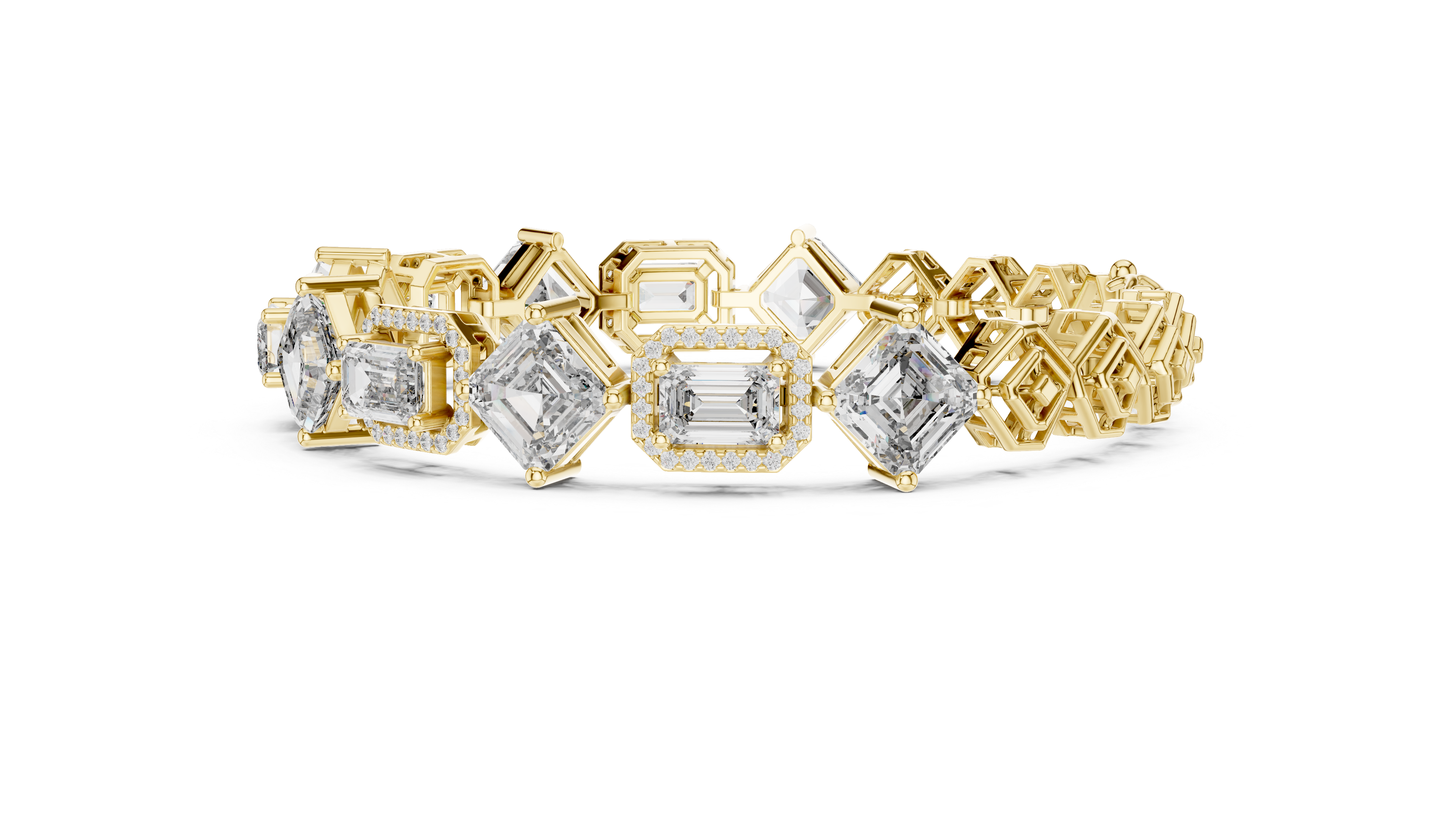 Emerald and sq. Emerald Halo bracelet