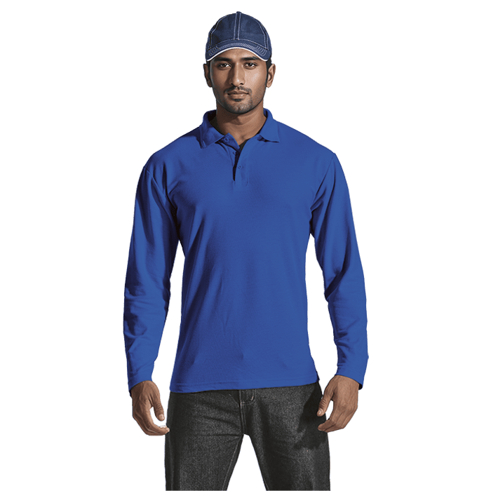 175g Pique Knit Long Sleeve Golfer Mens