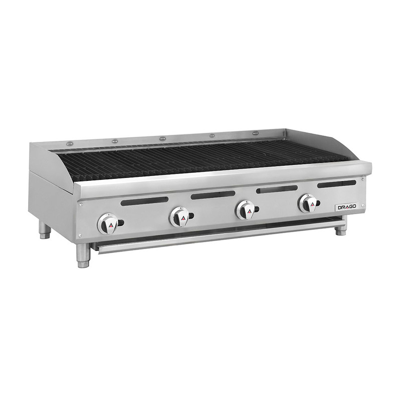 Asador 48 pulgadas Silver gas natural radiantes de acero inoxidable GNAS-04-00 marca DRAGO