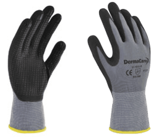GUANTE NYLON GRIS PALMA POLIURETANO C/PUNTOS
