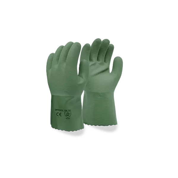 Green Nitrile,Sandy Finished,Cotton Lining. 12"