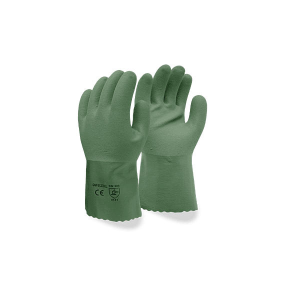 Green Nitrile,Sandy Finished,Cotton Lining. 12"