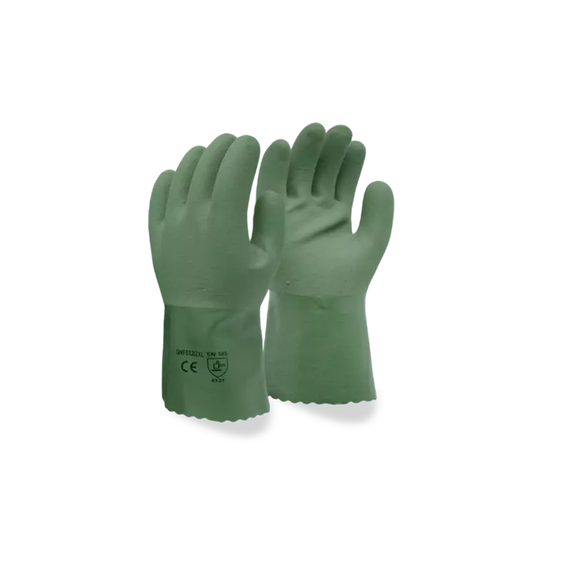 Green Nitrile,Sandy Finished,Cotton Lining. 12"