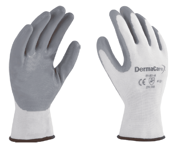 GUANTE NYLON BLANCO PALMA NITRILO GRIS