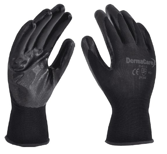 GUANTE NYLON NEGRO P/NITRILO NEGRO DERMACARE