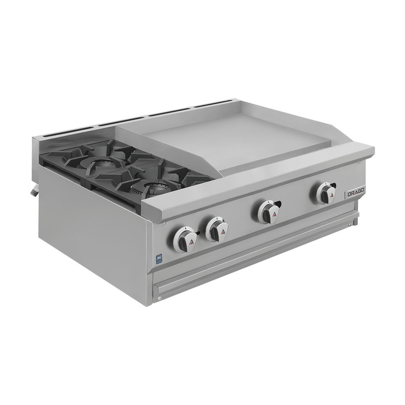 Parrilla de 2 quemadores y plancha de 2 pies