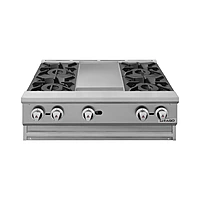 Parrilla de 4 quemadores y plancha de 1 pie