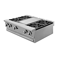 Parrilla de 4 quemadores y plancha de 1 pie