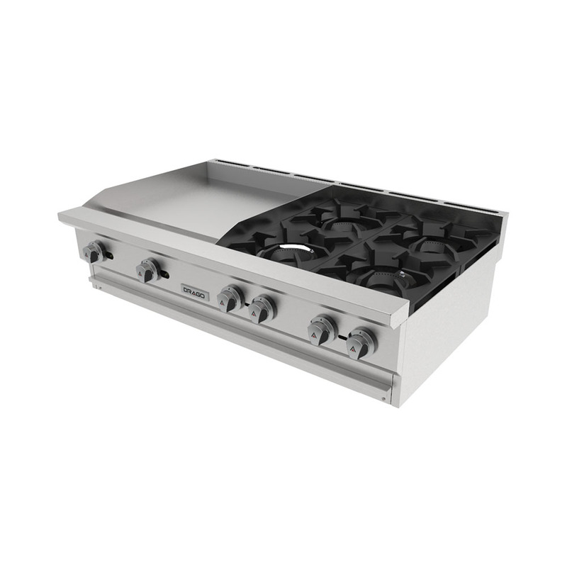 Parrilla de 4 quemadores y plancha de 2 pies Silver GPA-420-VE