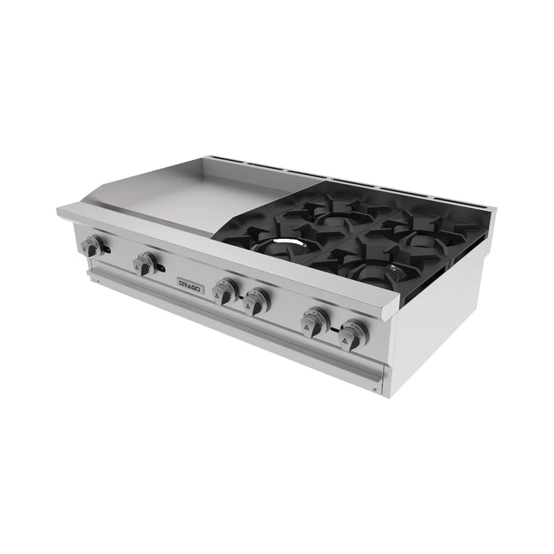 Parrilla de 4 quemadores y plancha de 2 pies Silver GPA-420-VE