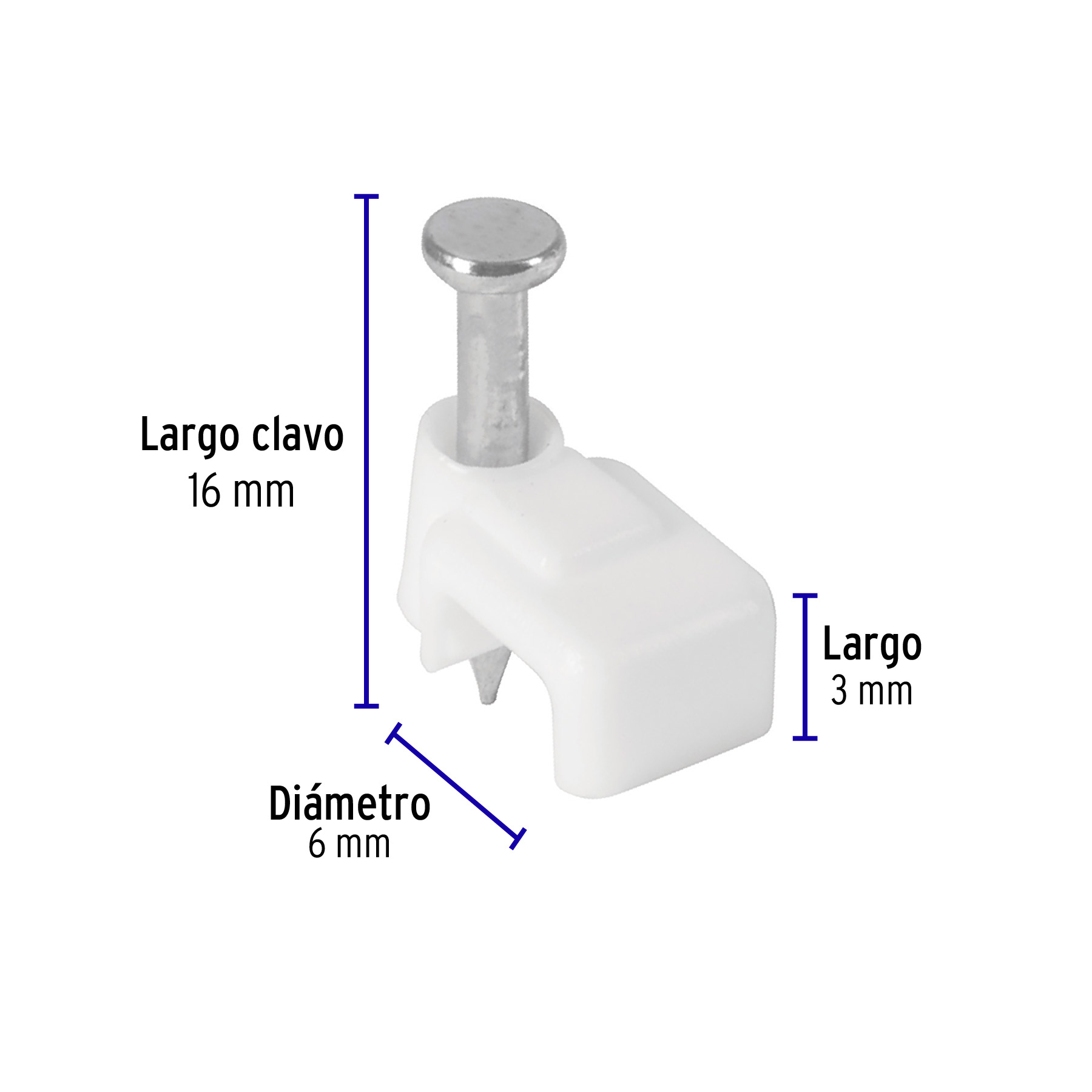 Bolsa con 20 grapas blancas de 3 x 6 mm para cable plano - GPL-5B / 48277