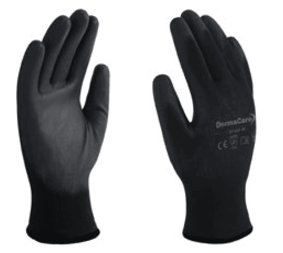 GUANTE NYLON NEGRO P/POLIURETANO NEGRO DERMACARE