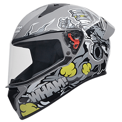 STUDDS THUNDER D10 MATT BLACK N4 GREY C/V (L) WITH SPOILER AND MIRROR VISOR