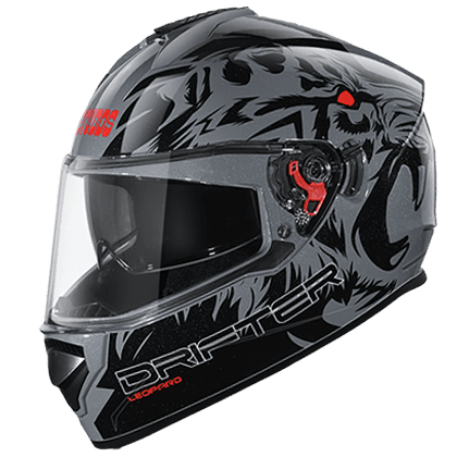 STUDDS THUNDER D3 MATT BLACK/GREY N9 BLACK C/V (L) WITH SPOILER AND MIRROR VISOR