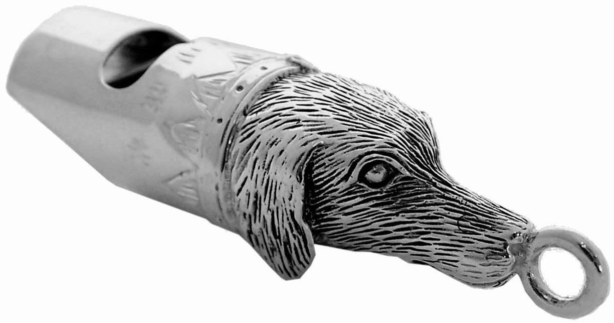 Whistle Dog Design English Sterling Silver 2" Whistle Dog Design English Sterling Silver 2"