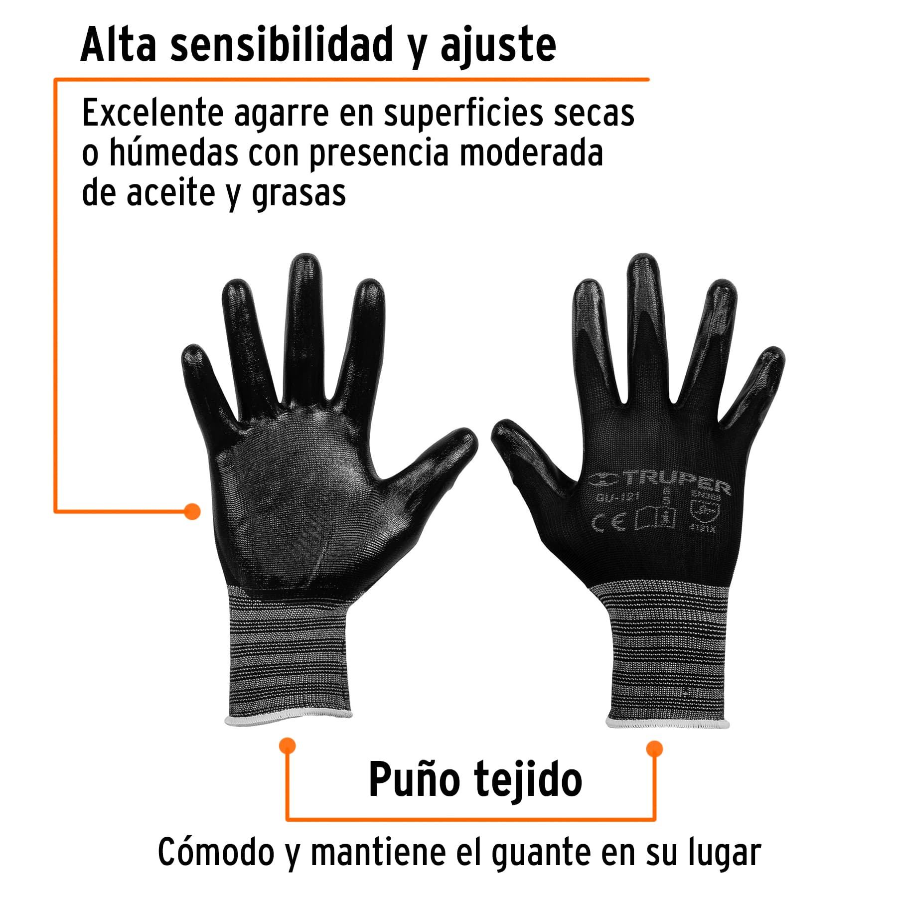 Guantes de nylon recubiertos de nitrilo, chicos - GU-121 / 13293