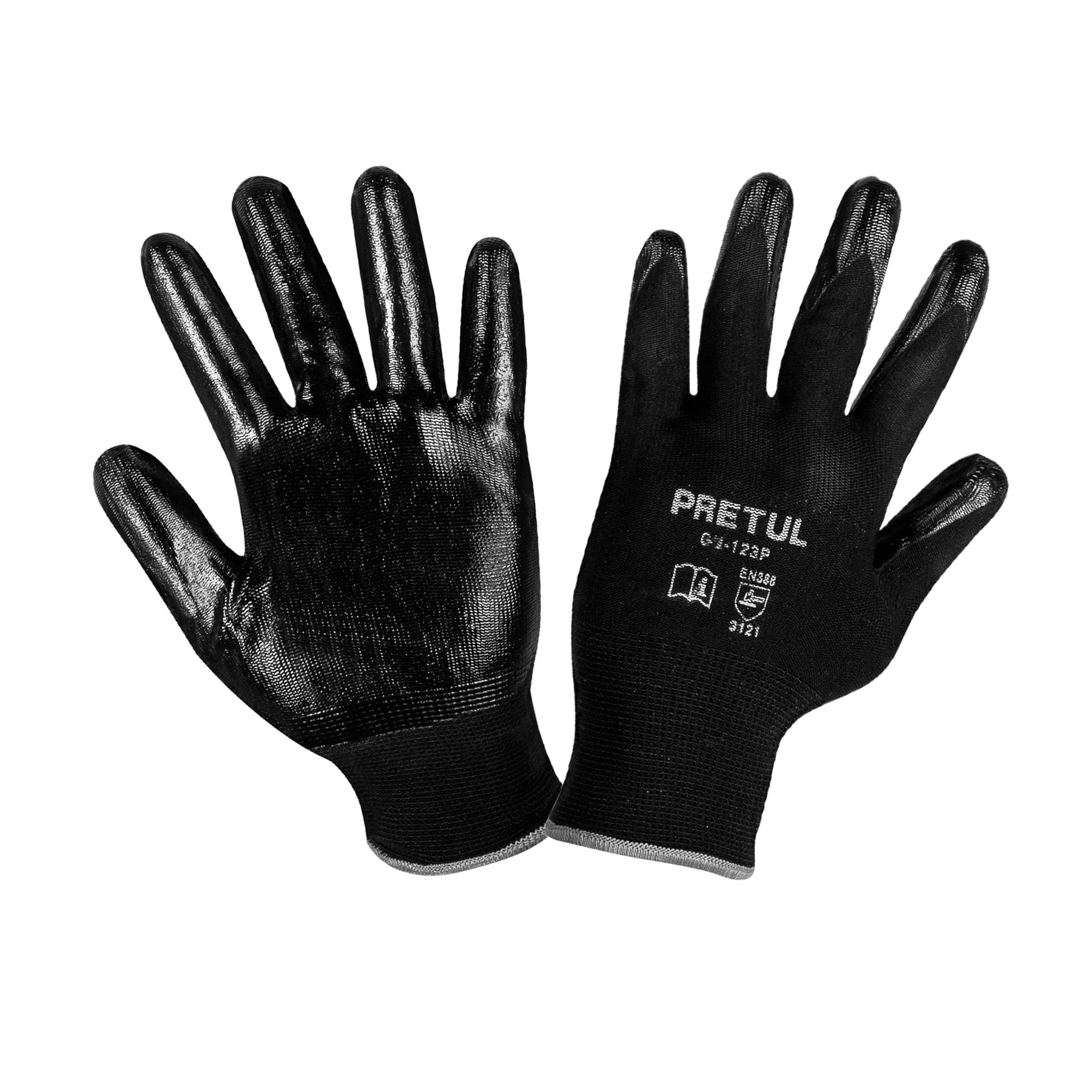 Guantes de nylon recubiertos de nitrilo, grandes, Pretul - GU-123P / 20028